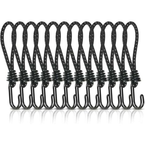 KZQ 12 piezas de gomas tensoras con ganchos, tensores de lona de 15 cm con ganchos en espiral, ganchos expansores, hebillas expansoras, tensores de goma robustos