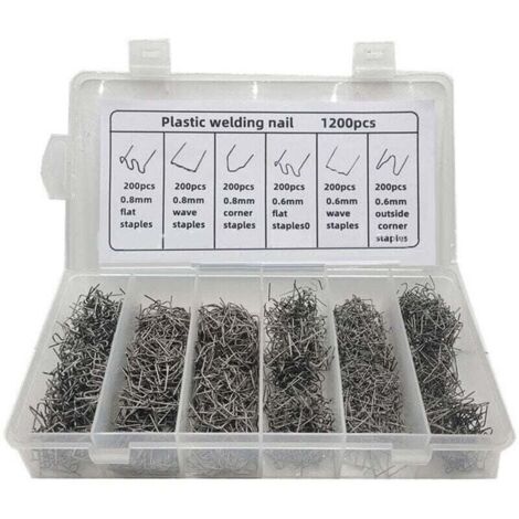KZQ - 1200 clavos de soldadura para reparación de parachoques de coche (plástico, con caja), grapas calientes y alambre de soldadura.