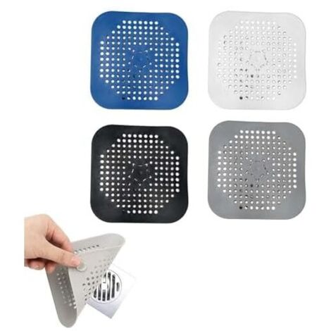 KZQ 14 x 14 cm, confezione da 4, filtro di scarico in silicone, filtro di scarico, filtro per capelli per vasca da bagno, filtro per capelli per doccia, scarico per lavello da cucina per cucina, bagno