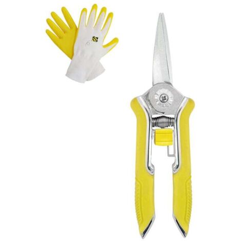 KZQ 15 cm Gartenschere mit Mikrospitze, Garten-Handschere, Edelstahl-Schneideschere mit