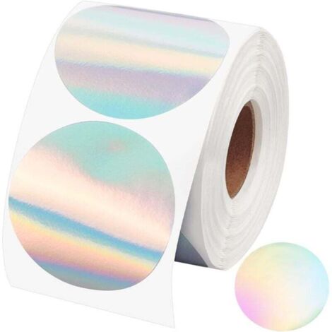 KZQ 150 pegatinas térmicas circulares holográficas de 5 cm, autoadhesivas, redondas, directas, para impresora térmica, para decoración de regalos DIY.