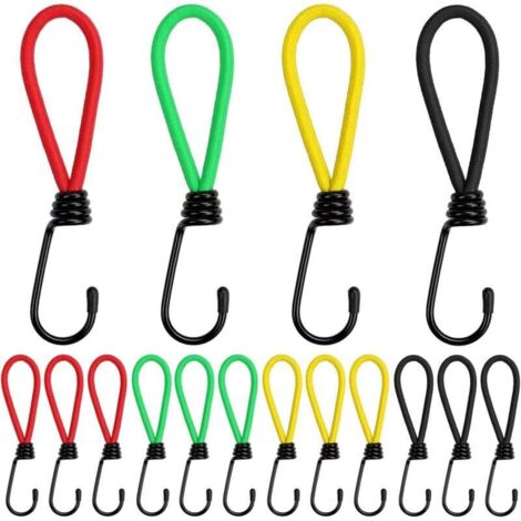 KZQ 16 cuerdas elásticas con ganchos para tiendas de campaña, correas elásticas de goma para tiendas de campaña, para camping, lonas, toldos y tiendas de campaña.