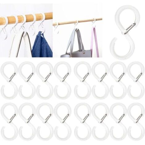 KZQ 16 ganchos en forma de S de 6,4 cm con hebilla de seguridad, multifunción, para cocina, baño, dormitorio, oficina y jardín.