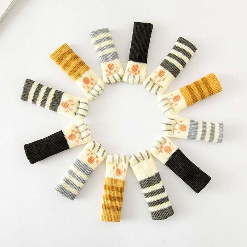 Image of 16 pezzi Calzini per sedia, Calzini elastici per sedia, Protezione per gambe di sedia in maglia, Calzini per sedia a forma di zampa di gatto per