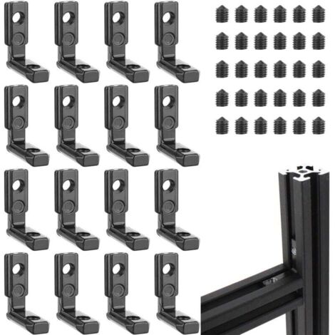 KZQ 16 soportes en T interiores M5 2020 con 36 tornillos - Perfil de aluminio con 6 ranuras en T, conector de esquina interior de aleación de zinc en forma de L de 90° para perfil de aluminio