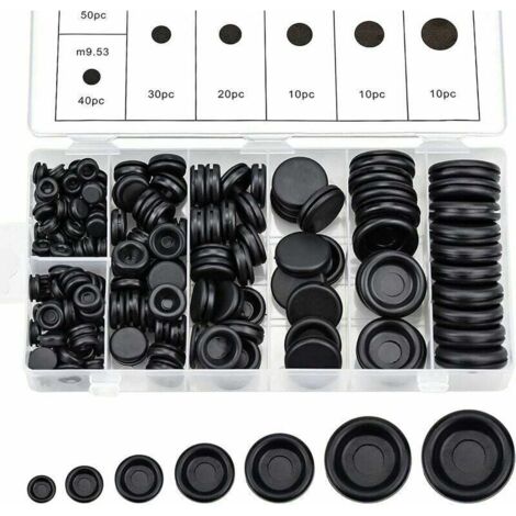 KZQ 170 pezzi Assortimento di passacavi in gomma Tappi in gomma Kit di guarnizioni ad anello per cavi elettrici con scatola di immagazzinaggio per pompa per tubi dell'acqua per auto 7 misure Nero, Sup
