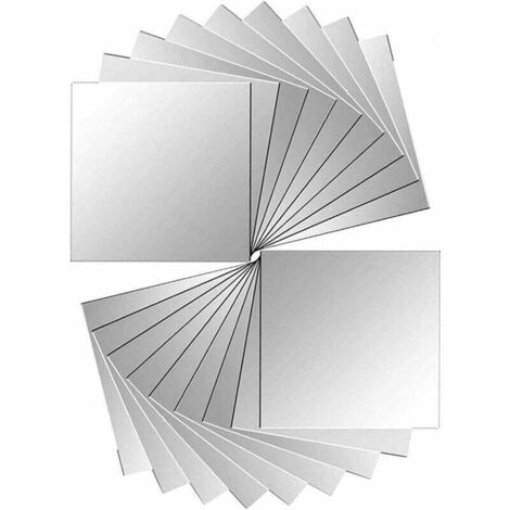 KZQ 18 piezas de azulejos de espejo autoadhesivos para decoración de pared, plateados, 15 x 15 cm