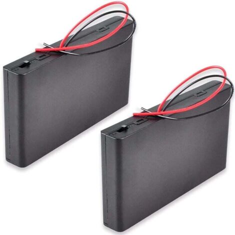KZQ - 2 cajas de plástico para guardar pilas de 12 V y 8 pilas AA, con interruptor de encendido y apagado y cables conductores.