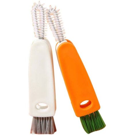KZQ 2 cepillos de limpieza multifuncionales 3 en 1 para tapas de botellas de agua, tapas de botellas, ranuras, boquillas para grietas y miniherramientas de lavado para el hogar y la cocina (2 colo