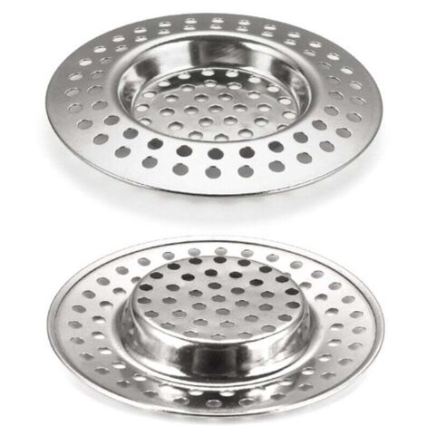 KZQ 2 coladores de fregadero de acero inoxidable para cocina y baño, recogedor de pelos de bañera, para baño, lavabo y balcón, color plateado.