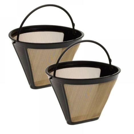 KZQ 2 confezioni di filtri per caffè in acciaio dorato 304 da 10 cm, 100 maglie, filtro permanente per caffè, antiruggine, resistente alla corrosione, riutilizzabile, per macchina da caffè, cucina, uf