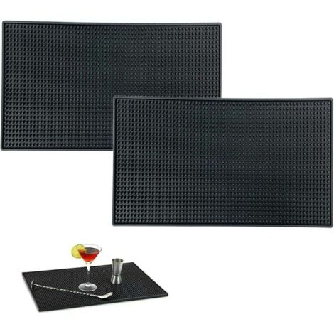 KZQ 2 manteles individuales para bar, color negro, aptos para bar o hogar, para sujetar copas de vino (negro), 30 x 15 cm