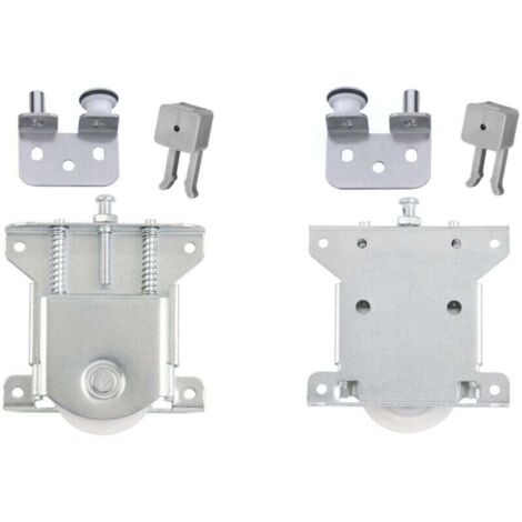KZQ 2 pares de rodillos para puertas corredizas, ruedas para armarios, muebles, gabinetes, ventanas y puertas corredizas (plateados)