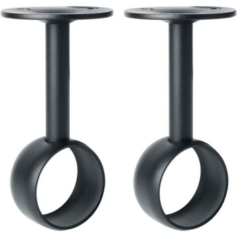 KZQ 2 pezzi Supporto per asta per tenda, Supporto per asta per armadio con viti, Montaggio a soffitto per tenda e armadio, Acciaio inossidabile nero opaco, Diametro 32 mm