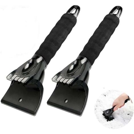 KZQ 2 raspadores de hielo para coche, de plástico, con mango antideslizante, para ventanas, vidrios y parabrisas (negro)