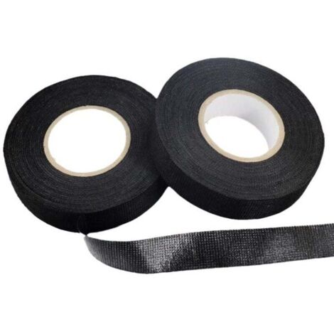 KZQ 2 rollos de cinta para mazos de cables, cinta de tela para mazos de cables, cinta de tela automotriz de 9 mm x 15 m, negra