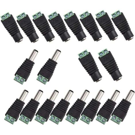 KZQ - 20 conectores de CC (2,1 x 5,5 mm, 12 V, macho a hembra) para cámaras CCTV, DVR, sistemas de seguridad y luces LED