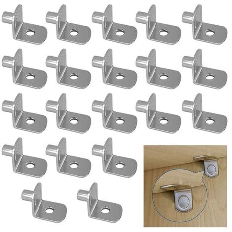 KZQ 20 pezzi 5 mm staffe per mensole in metallo per mobili da cucina, staffa a L, tassello di supporto, ferro nichelato, tassello per mensole, supporto per mensole per mobili, armadi, librerie