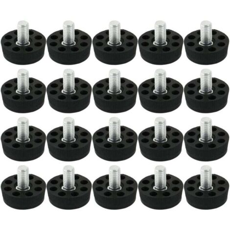 KZQ 20 pies niveladores para muebles, ajustables, deslizables, para mesas, bases de sillas, protectores de suelo, 8 agujeros, negros, rosca macho M8