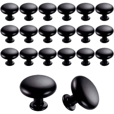 KZQ 20 pomos para puertas y cajones de 28 mm, estilo vintage, para muebles y armarios de cocina (negros)