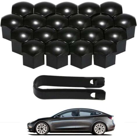 KZQ 20 tapas para tuercas de rueda de 17 mm, cubiertas para pernos de rueda, cubiertas hexagonales para tuercas de neumáticos con juego de herramientas de extracción para coches, color negro