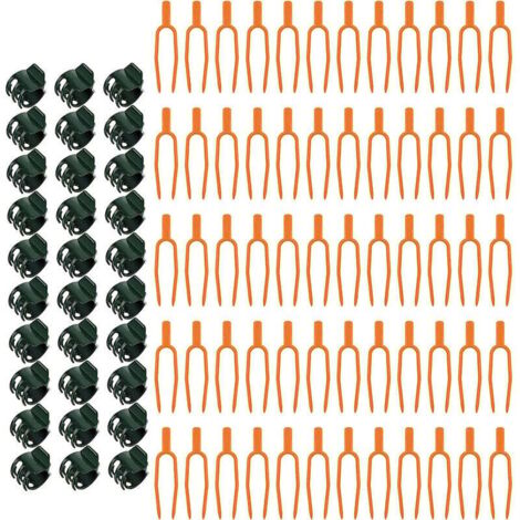 KZQ 200 piezas de clips de soporte para plantas de jardín, clips de plástico reutilizables para estolones, clips de fijación para enredaderas, tenedores para sandía y fresa, soporte para herramientas 