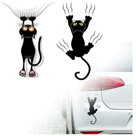 KZQ (21 × 15 × 0,1 cm) 2 pegatinas de gato para coche, pegatinas humorísticas para coche, pegatinas para parachoques, pegatinas de gato adorables para decorar ventanas y puertas de coche