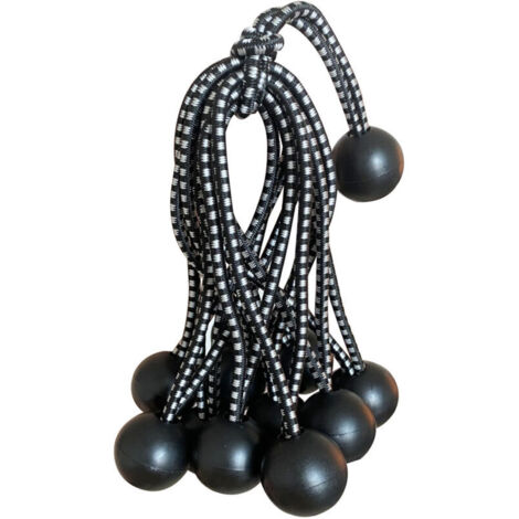 KZQ 25 corde elastiche in gomma professionali con sfera (nere, 150 mm) per tende, teloni e striscioni. Corda elastica per teloni, cinghia elastica, supporto per teloni, gomma per teloni, c