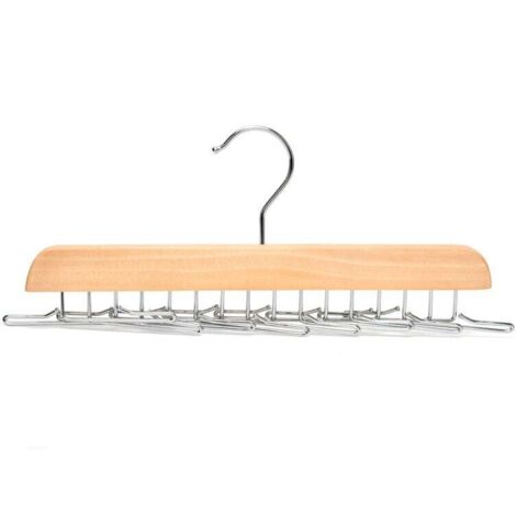 KZQ (28 × 4 × 4 cm) Perchero clásico de madera con 16 ganchos