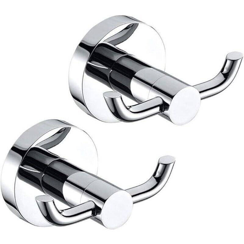 Image of 2er-Set Ganchos für Handtücher aus Edelstahl und Chromplatte für Badezimmertür und Küche. - KZQ