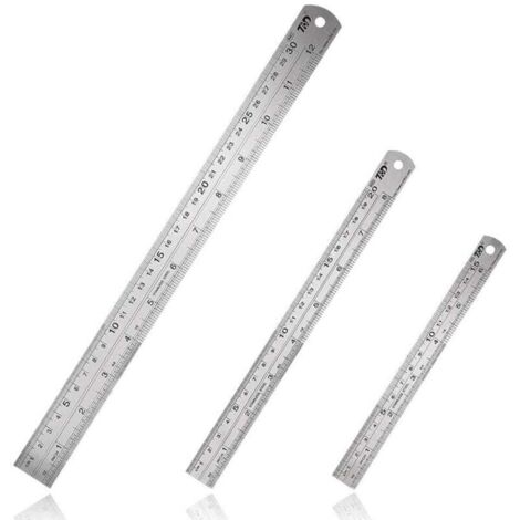 KZQ 3 reglas de acero inoxidable de 15 cm, 20 cm y 30 cm, regla recta de doble cara métrica e imperial, regla de medición de precisión para la enseñanza del dibujo de ingeniería.