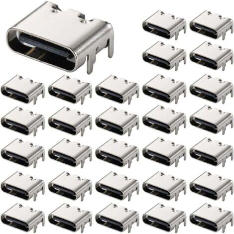 KZQ - 30 conectores USB-3.1 tipo C de 6 pines para diseño de PCB, bricolaje, carga de alta corriente - SMD, SMT
