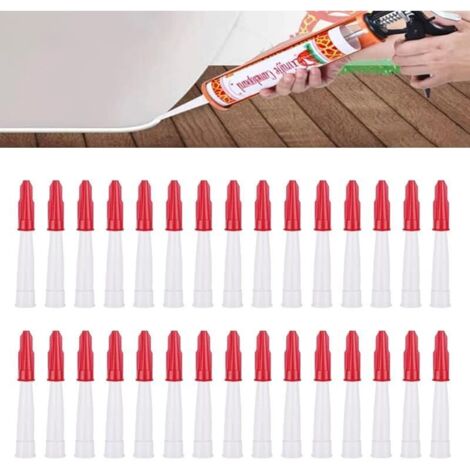 KZQ 30 pezzi di punte per cartucce in silicone trasparente, punte di ricambio, cartucce in silicone, ugelli di tenuta, utensili da cucina e per la casa con ugelli rossi, strumento di tenuta (