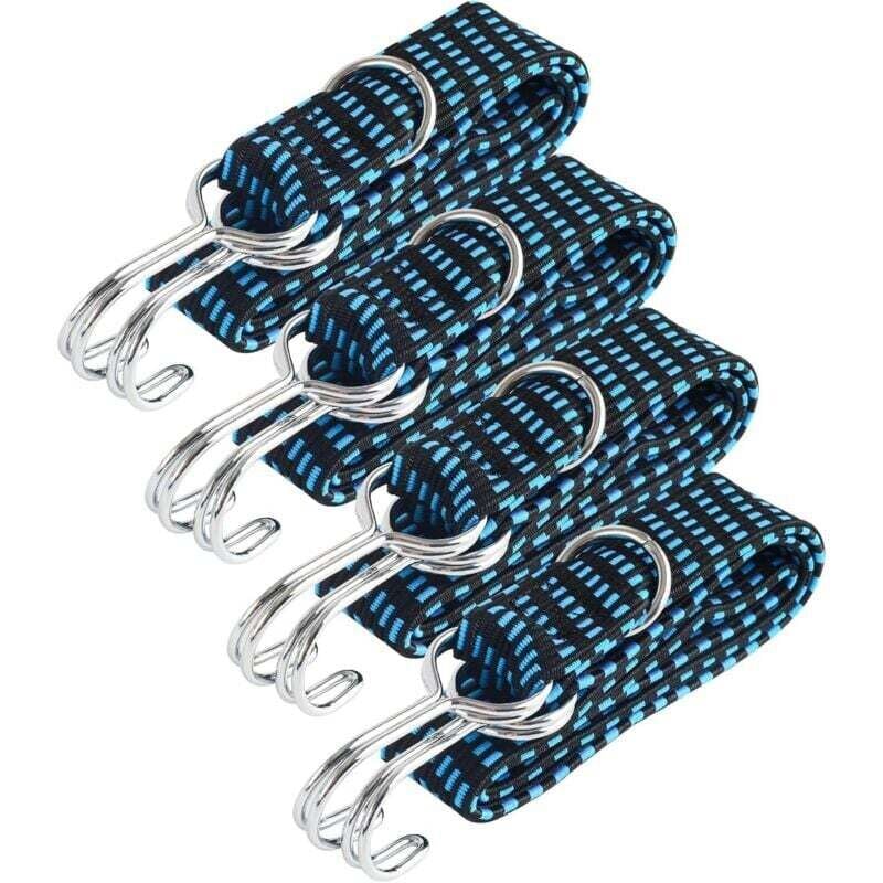 Image of KZQ - 4 corde elastiche con ganci, corda elastica per bagagli, corda elastica regolabile da 1 m, corda elastica, cinghia elastica, corda elastica