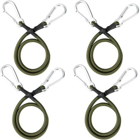 KZQ 4 cuerdas elásticas con mosquetón de 60 cm, con ganchos, para equipaje, lonas de camping, tiendas de campaña, equipaje y bicicletas.