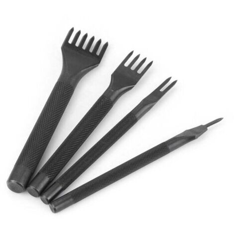 KZQ 4 herramientas de costura para perforar agujeros de cuero, para manualidades de cuero, perforadora de garra (1 + 2 + 4 + 6 dientes)
