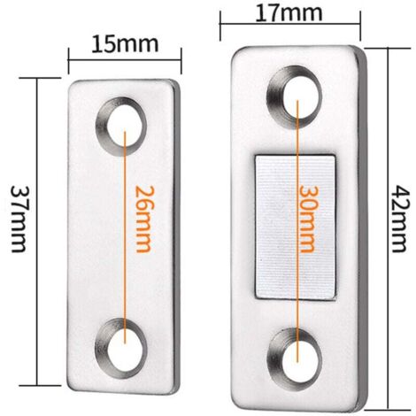 KZQ 4 juegos de cierres magnéticos muy finos para pegar en muebles, cierres adhesivos magnéticos potentes para puertas corredizas, cajones, ventanas y armarios (42 x 17 mm)