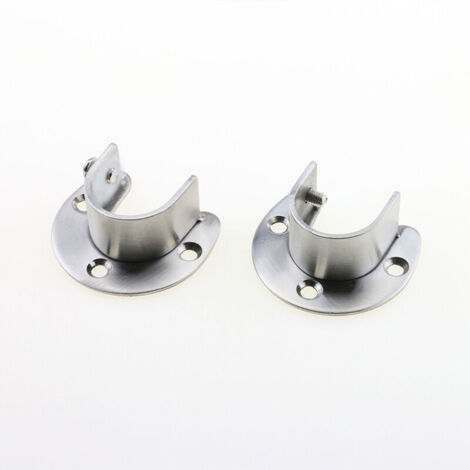 KZQ 4 pezzi di staffe per asta dell'armadio in acciaio inossidabile, supporti terminali a flangia a forma di U con viti, argento (25 mm)