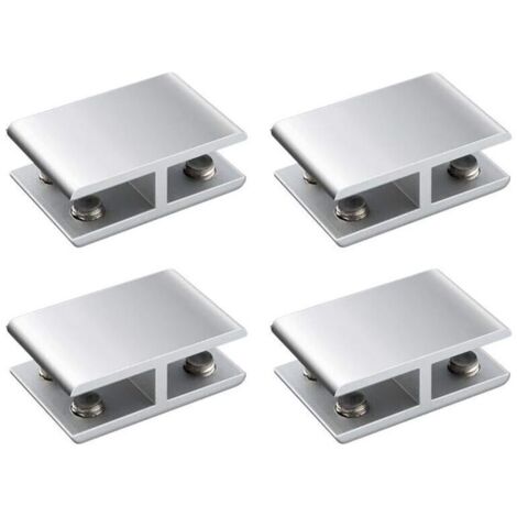 KZQ 4 pezzi Supporto per mensola in vetro in lega di alluminio regolabile a doppio lato per spessore 8-10 mm 180 gradi