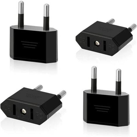 PENY KZQ 4 Stück Reisestecker US zu EU US-Stecker zu Euro/Deutschland-Stecker 2-poliger Amerika/Kanada/Mexiko-Buchsenkonverter-Adapter für in den USA betriebene Geräte (schwarz)
