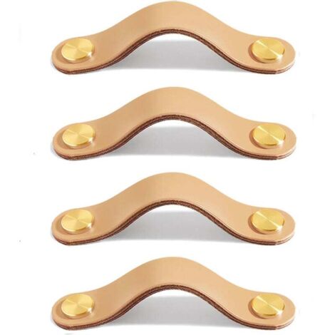 KZQ 4 tiradores de cuero para gabinetes, cajones y puertas, con tornillos para gabinetes de cocina (13,8 cm, color carne) (13,8 x 2,5 x 0,3 cm)