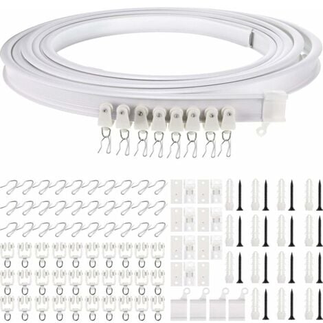 KZQ 5 Metri Binario per Soffitto Pieghevole Binario per Tende Curvo Supporto per Tende da Soffitto Flessibile Binario per Finestre Curvo per Binario per Tende con Sistema di Binario per Tende Divisore