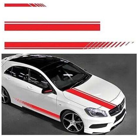 KZQ - 5 pegatinas de rayas para capó, decoración modificada para coches y SUV, pegatinas laterales universales para carrocería (rojas)