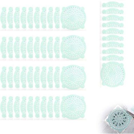 KZQ - 50 filtros de pelo para bañera, color verde, con reverso adhesivo, desechables para ducha, 10 cm, aptos para fregaderos, lavabos y desagües.