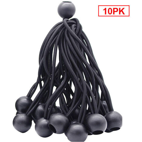 KZQ 50 pezzi tenditori a sfera elastici, tenditori per teloni per gazebo, campeggio, corde per tende, tende, imbracatura di prolunga, 15 cm (nero)