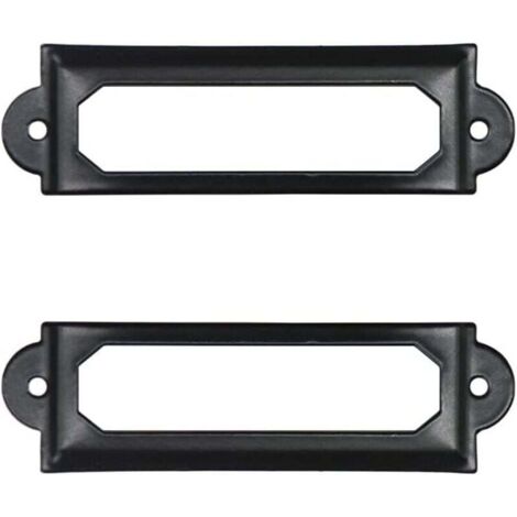 KZQ 50 portaetiquetas de metal negro para escritorio, estantería, cajón, gabinete, portaetiquetas, marco de metal de 60 mm x 17 mm