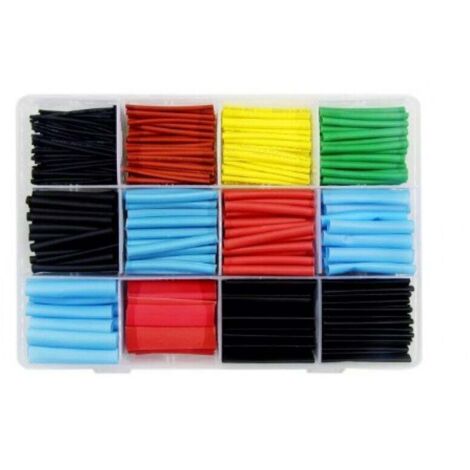 KZQ 560 pezzi Guaine termorestringenti Guaine isolanti elettriche 5 colori 12 misure Design impermeabile Ideale per isolamento elettrico e connettori per cavi