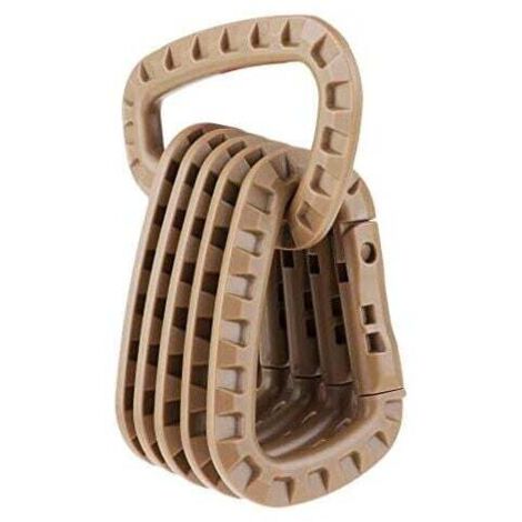 KZQ - 6 hebillas de mosquetón para mochila multifuncional y accesorios para botellas de camping - Caqui, 8,5 x 5,6 cm