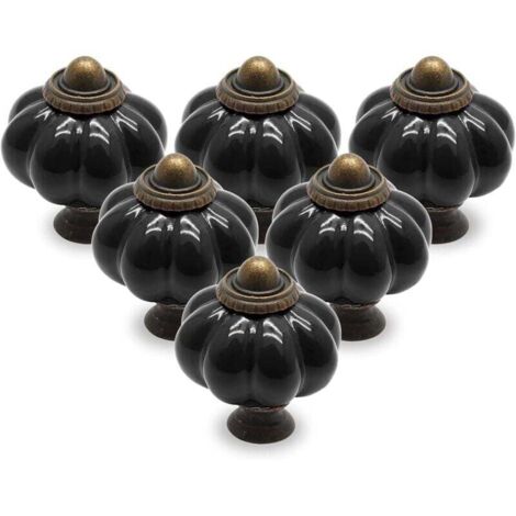 KZQ 6 lazos de calabaza negros, lazos vintage para armarios, lazos para tocadores, lazos para cajones, lazos para puertas, tiradores para cajones y tiradores para tocadores.