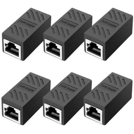 KZQ 6 piezas de acoplador RJ45, acoplador de red, conectores Ethernet, acoplador en línea blindado para conector de extensión de cable Ethernet Cat7/Cat6/Cat5e/Cat5 (hembra a hembra)